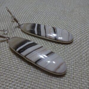 Unique ZEBRA CALCITE Handmade Sterling 925 Dangle Earrings #325C